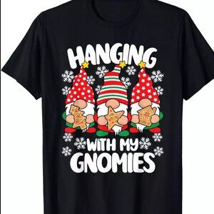 Hanging With My Gnomies Christmas Gnomes 2024 Funny Xmas Family T-Shirt